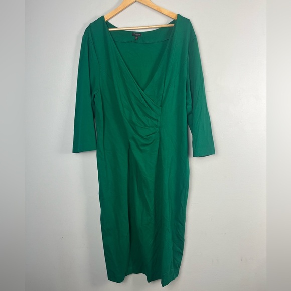 Talbots Kelly green faux wrap midi dress size 20W - Picture 1 of 6